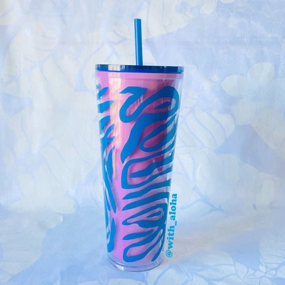 🌹SALE🌹💗🦓💙Starbucks Navy Zebra Stripe Pink Cup - Picture 2 of 2